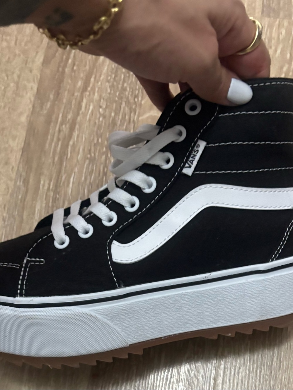 Vans Black & White High-Top Platform Sneakers